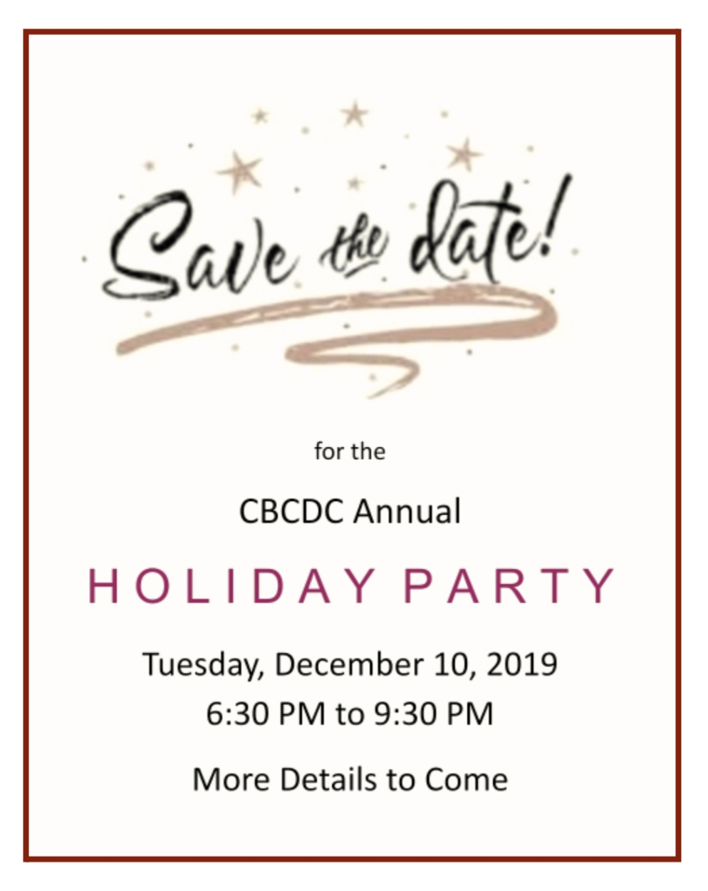 Save the Date
      2019