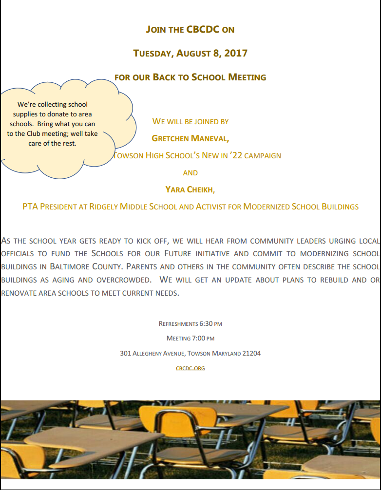 Back to School
      Meeting